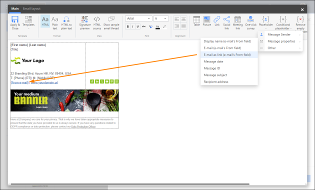 aktywny email w stopce mailowej CodeTwo